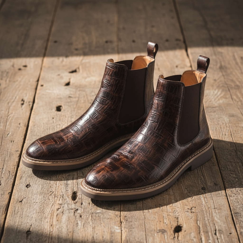 Black leather Chelsea boots for men, close-up, classic style, durable footwear