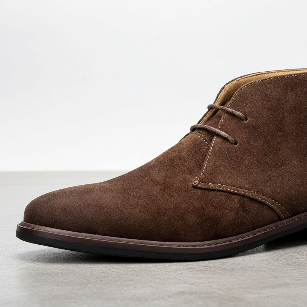 Vintage-inspired men's desert ankle boots with durable sole, ideal for casual & smart-casual outfits.