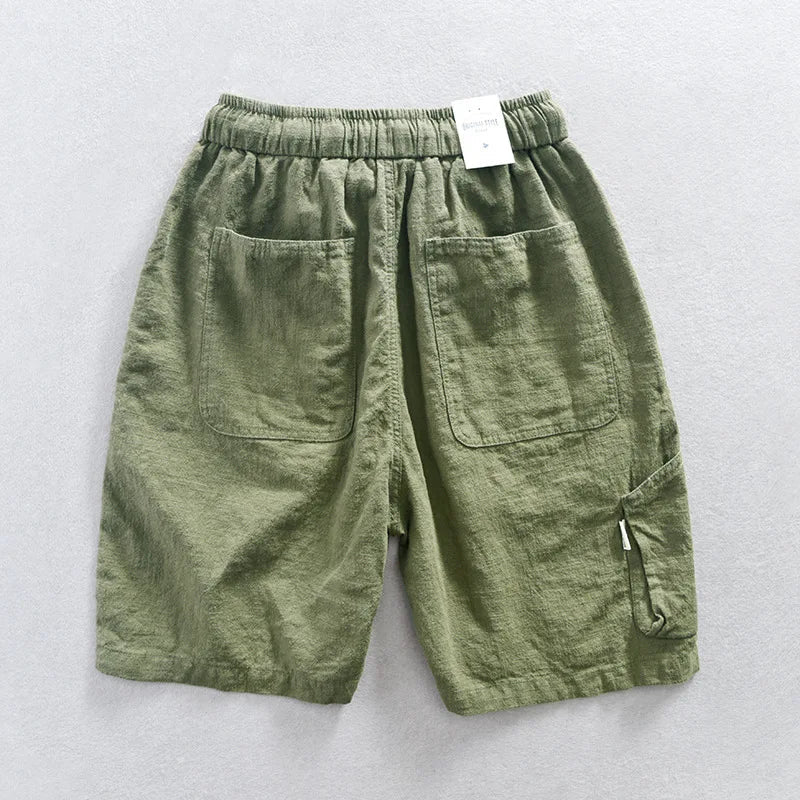 Casual men's summer shorts made from a soft linen cotton blend, designed for ultimate comfort.