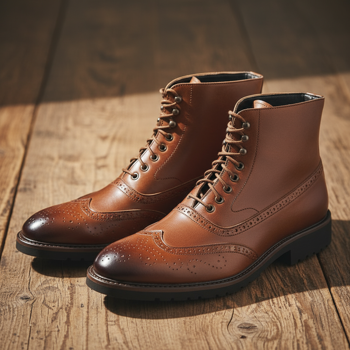 Durable men's leather ankle boots, ideal for both formal and casual wear, showcasing quality craftsmanship.