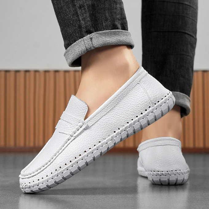 Men's full-grain leather loafers with a cushioned insole for all-day comfort