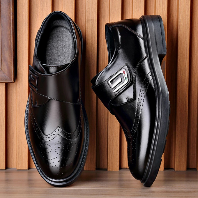 Full-grain leather dress shoes for men, designed with comfort and classic professional style