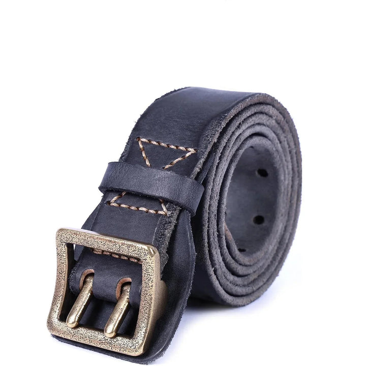 Genuine leather black belt for men, featuring a matte buckle, perfect for any outfit