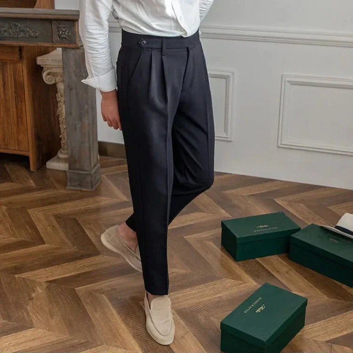 Men's straight leg dress pants in a professional setting, suitable for office and business meetings