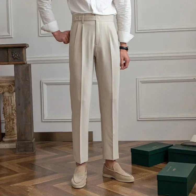 Men's straight leg dress pants paired with a blazer for a sharp and polished formal ensemble