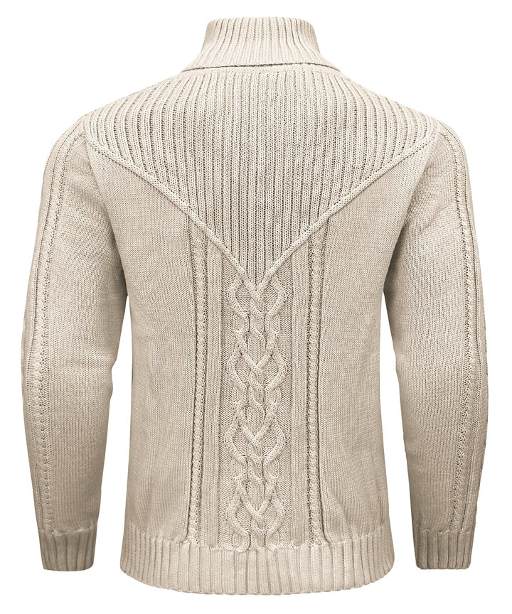 Lifestyle shot of a man enjoying a fall day in a classic knit pullover sweater, polyester