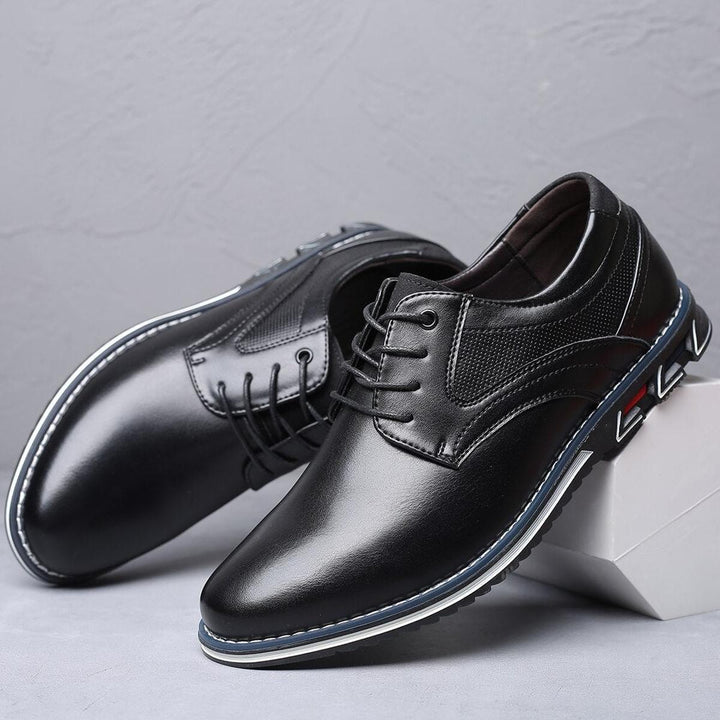 Stylish men's walking shoes, lace-up design, offering comfort and anti-slip security for daily wear.