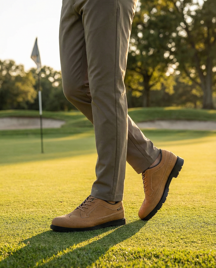 White men's classic leather derby shoes with durable lug sole for everyday wear