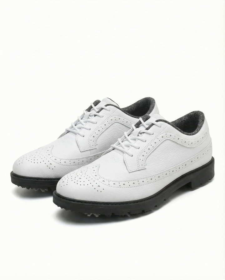Top view of men's classic leather derby shoes, showcasing craftsmanship & comfortable design