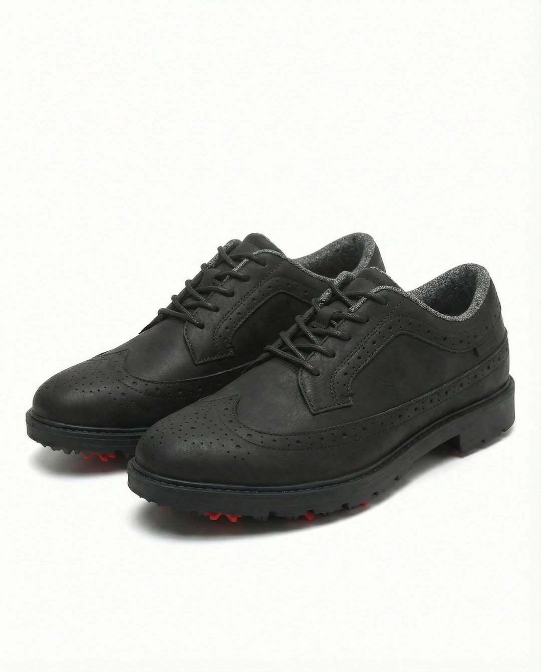 Side profile of men's leather derby shoes with lug sole, emphasizing casual and dressy style