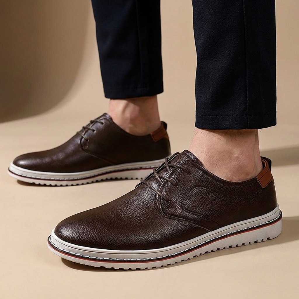 Men's classic leather dress shoes, black, polished finish, suitable for formal and business casual attire