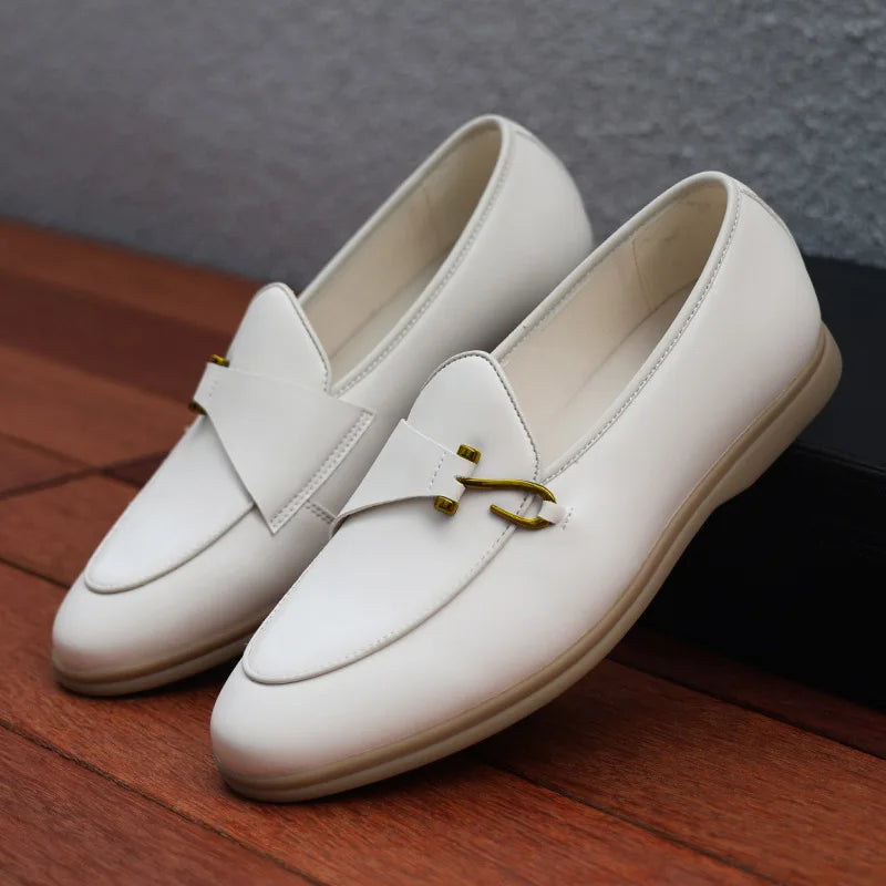 Versatile men's classic leather loafers featuring a stylish gold bit, ideal for formal and smart casual wear
