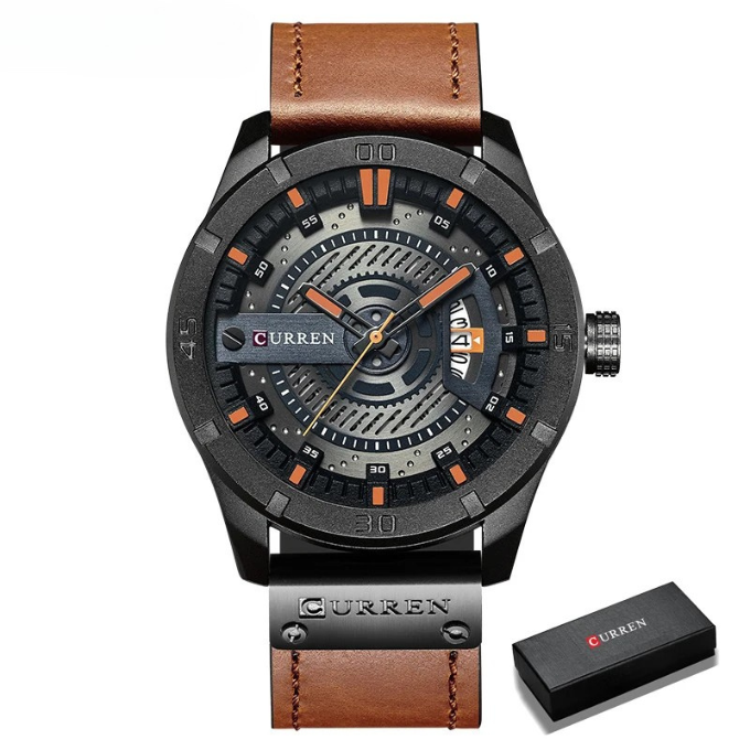 Men's durable leather strap watch, iconic style, great gift for him, practical design