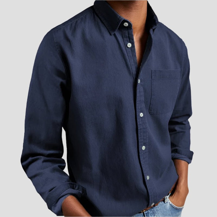Men's classic long sleeve button down shirt, perfect for smart casual & everyday wear. Collared, chest pocket.