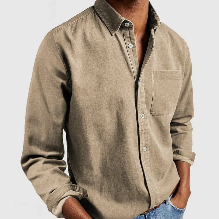 Classic men's long sleeve button down shirt. Casual collared shirt with chest pocket for everyday wear.