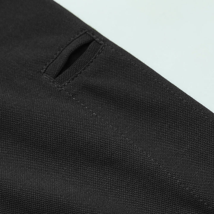 Men's red long sleeve polo shirt on a hanger, showcasing its fit and casual wear appeal.