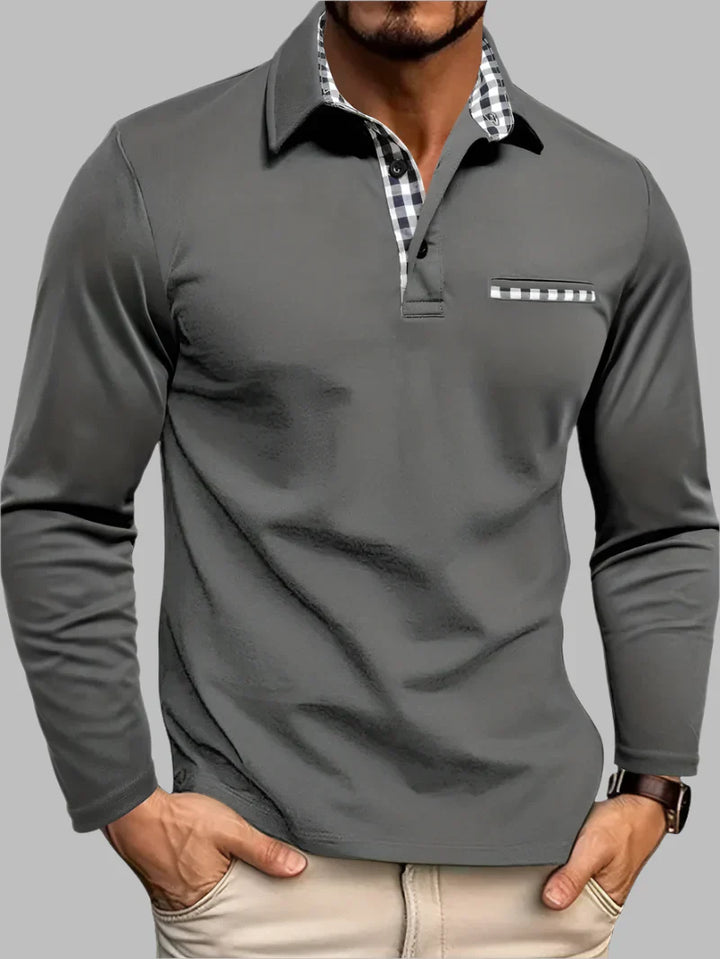 Men's Classic Long-Sleeve Summer Polo, tailored fit, breathable cotton blend for casual elegance.