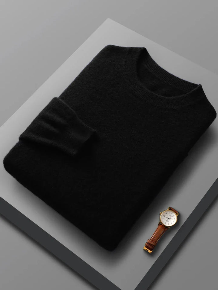 Men's casual merino wool crew neck sweater, perfect for a breathable yet warm long-sleeve option.