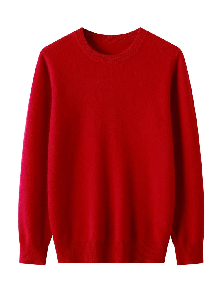 Versatile men's merino wool crew neck sweater, ideal for layering or wearing alone, soft and breathable.