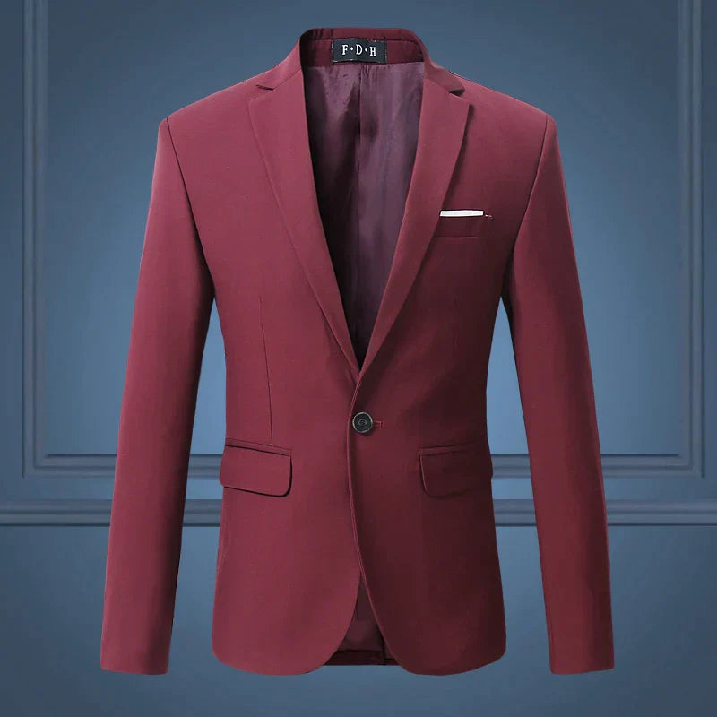 Sophisticated men's one-button blazer, a versatile piece for formal wear and smart casual looks