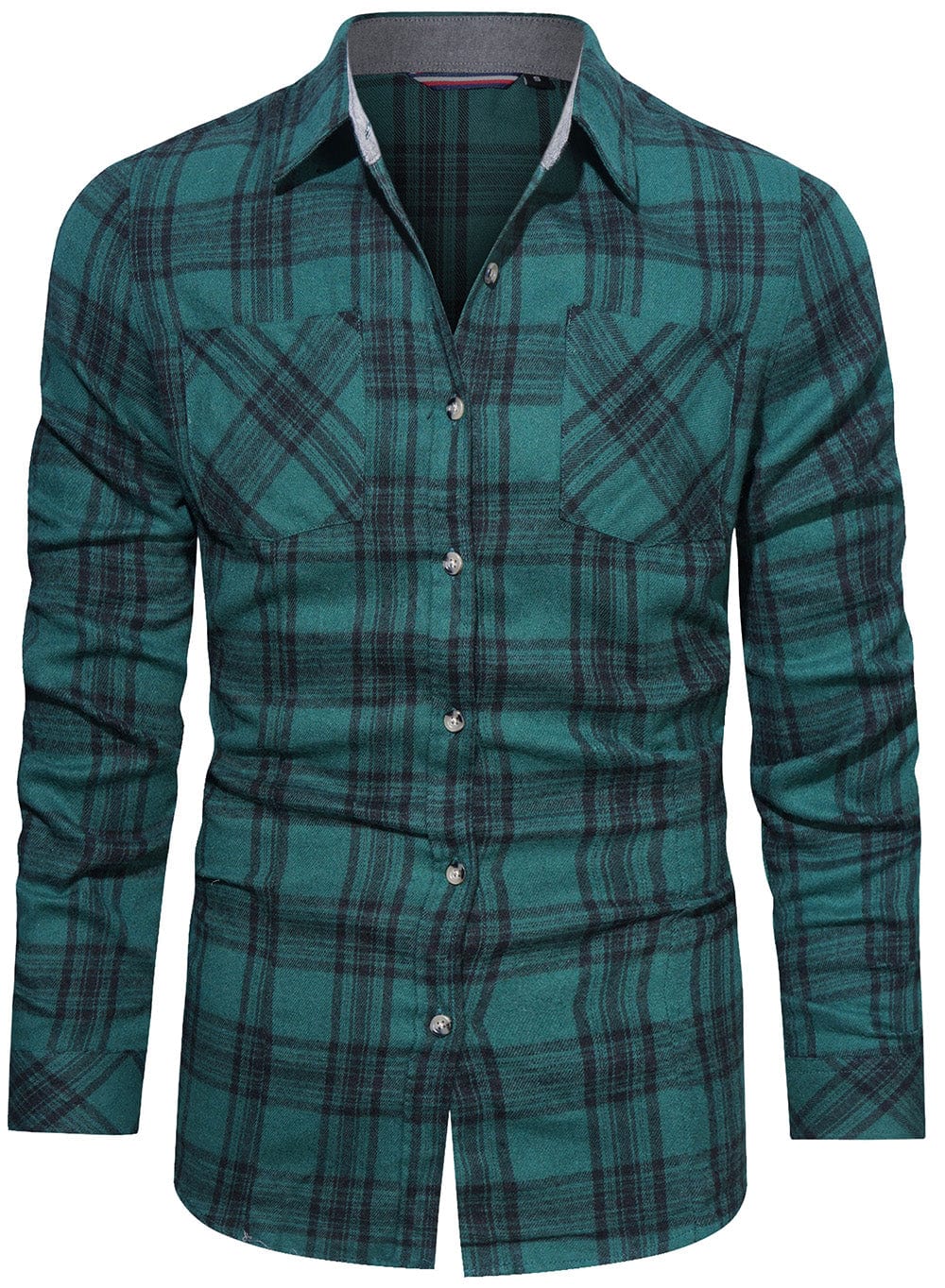 Men's classic plaid flannel shirt, long sleeve, cotton blend for casual fall/winter wear