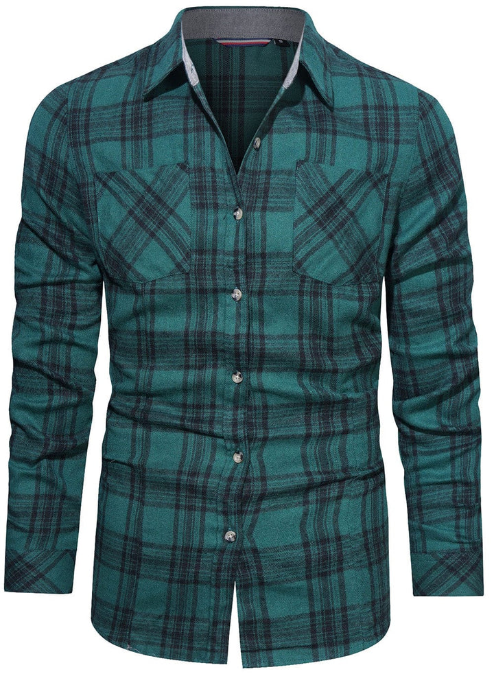 Men's classic plaid flannel shirt, long sleeve, cotton blend for casual fall/winter wear