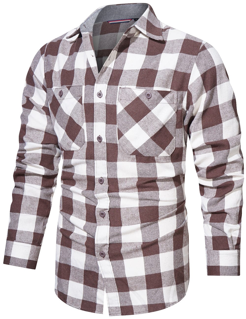 Stylish men's plaid cotton blend shirt, perfect for layering during fall and winter seasons