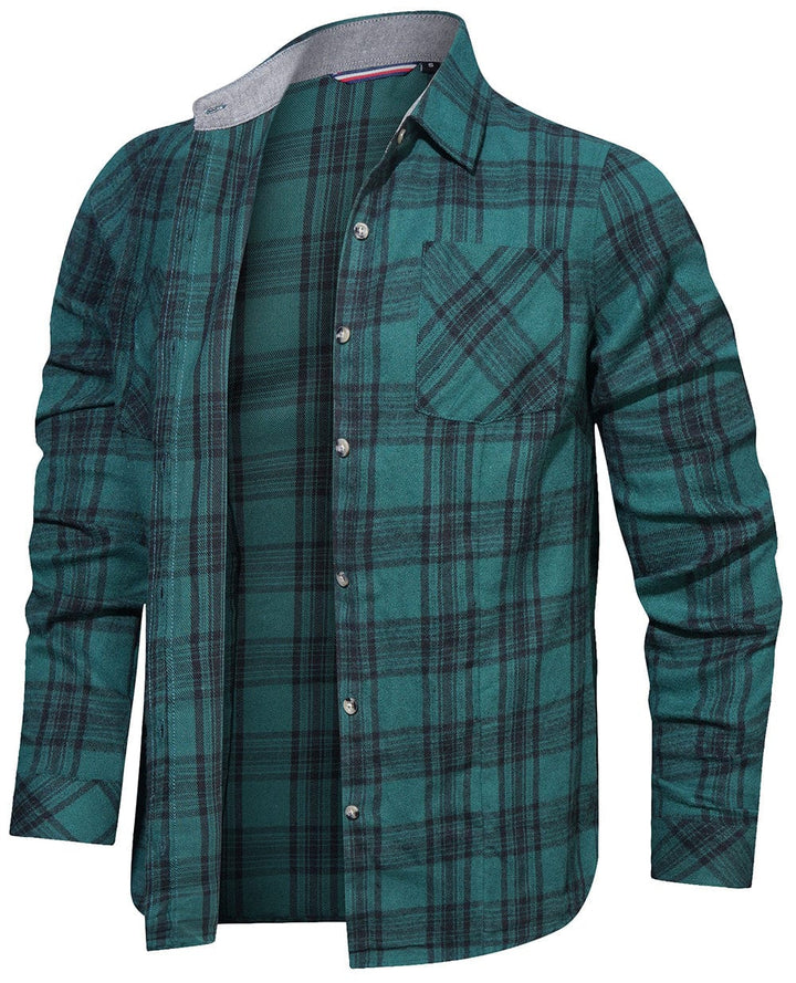 Men's button-down long sleeve shirt, comfortable cotton blend plaid for everyday wear