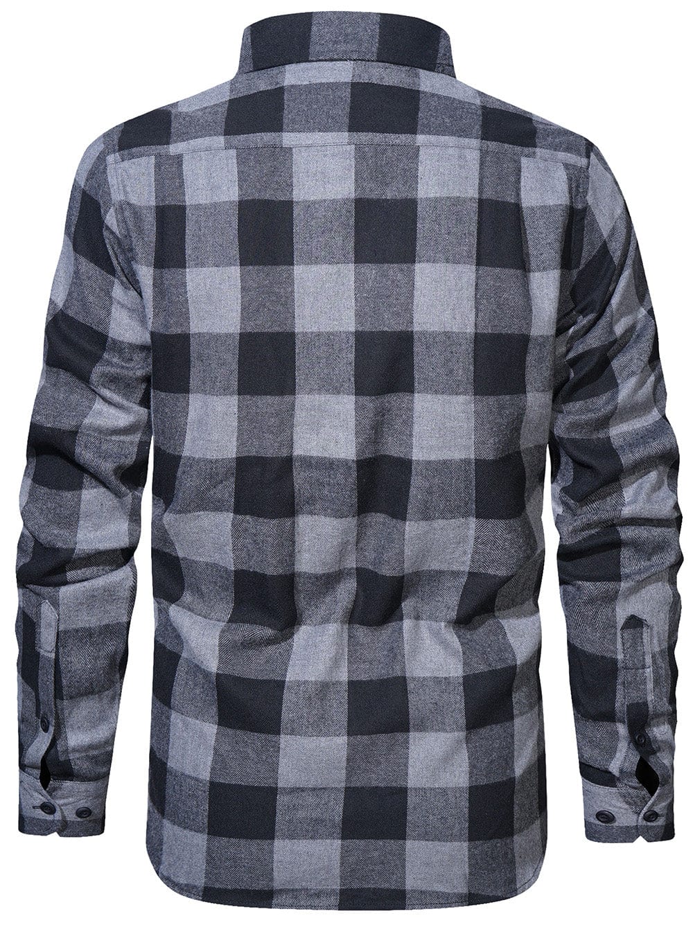 Unfolded men's classic plaid flannel shirt, showcasing the full pattern and soft material