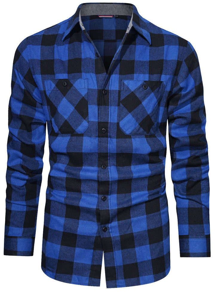 Cotton blend men's plaid shirt with button-down collar, versatile for everyday casual wear