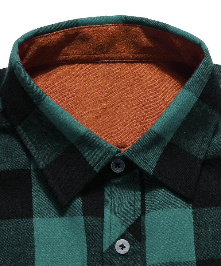Autumn fashion: Men's plaid flannel shirt in a rich burgundy and dark green pattern