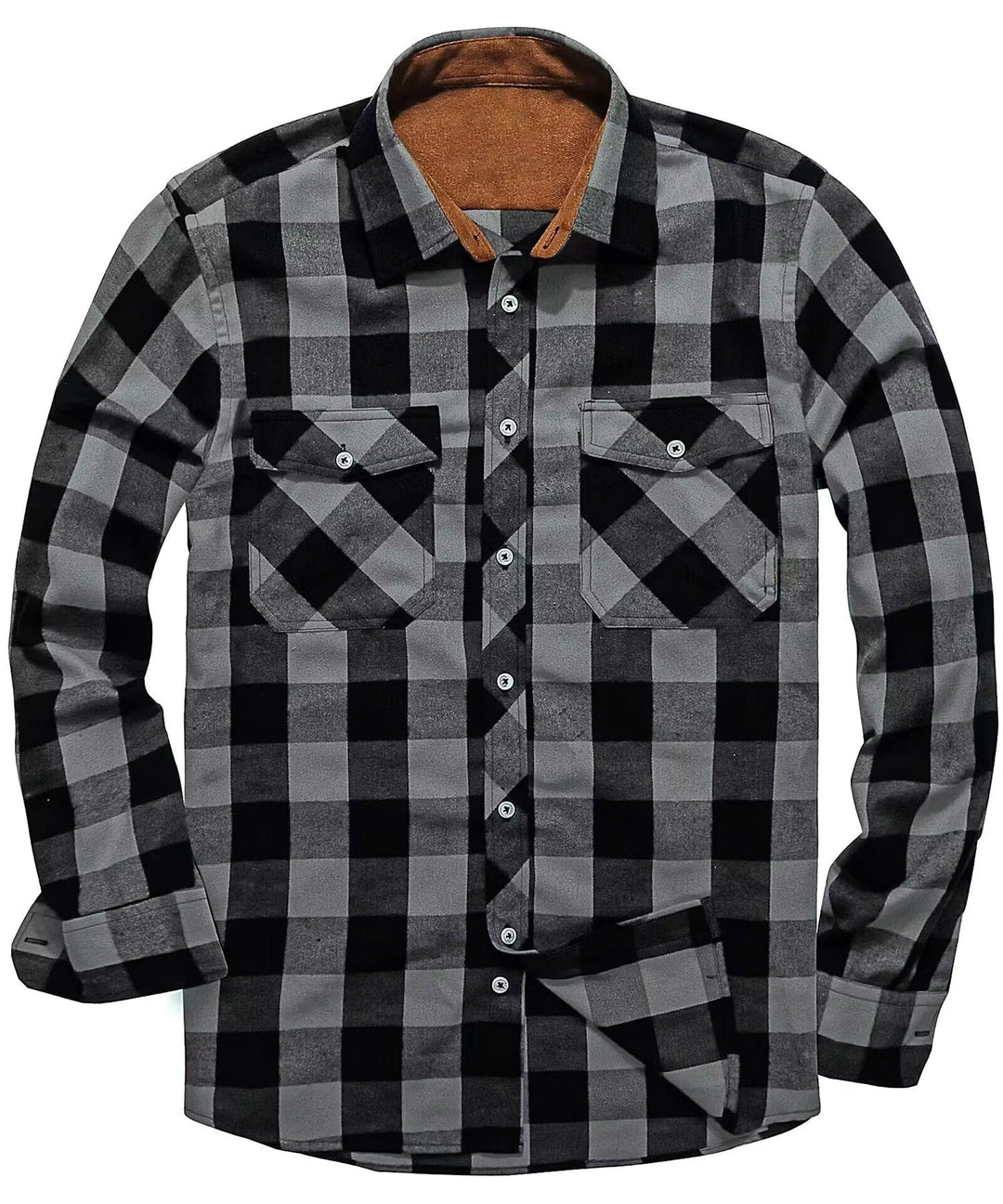 Comfortable men's plaid flannel shirt, blue and green pattern, button-up, ideal for winter fashion