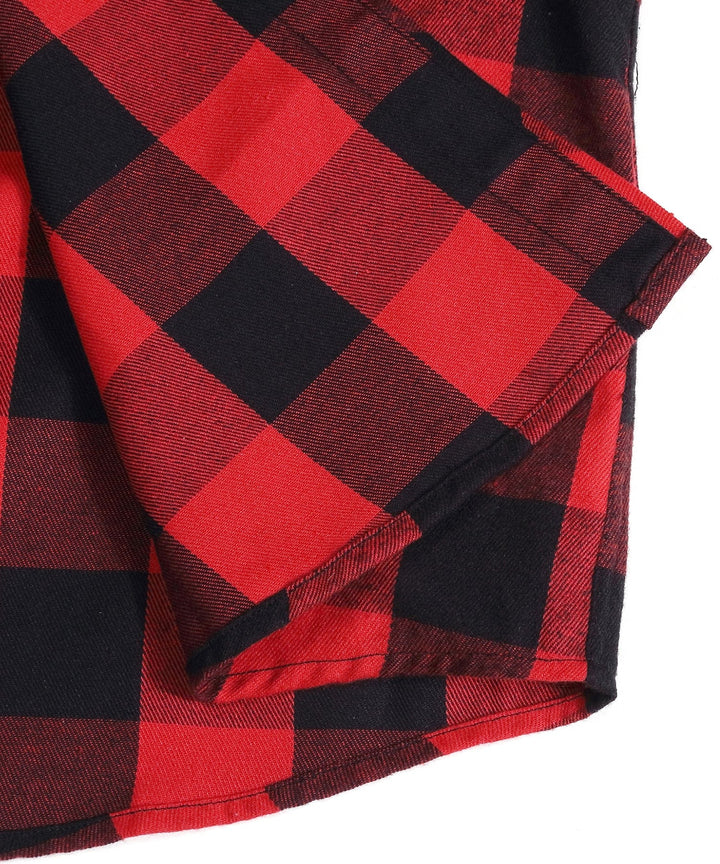 Men's casual long sleeve flannel shirt, green and black plaid, suitable for everyday wear
