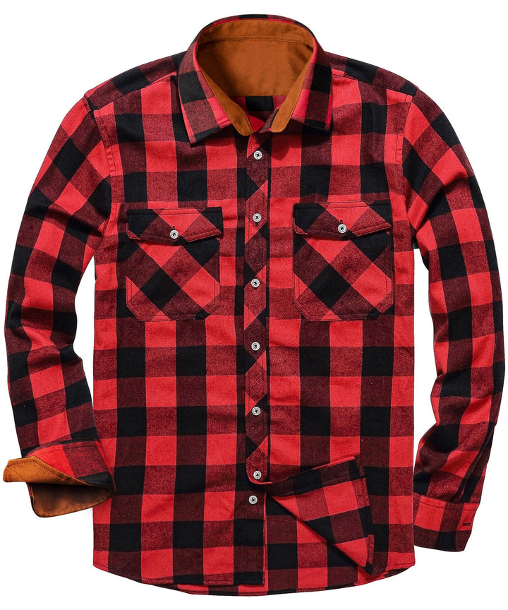Close-up of a men's casual button-up plaid flannel shirt texture, soft fabric