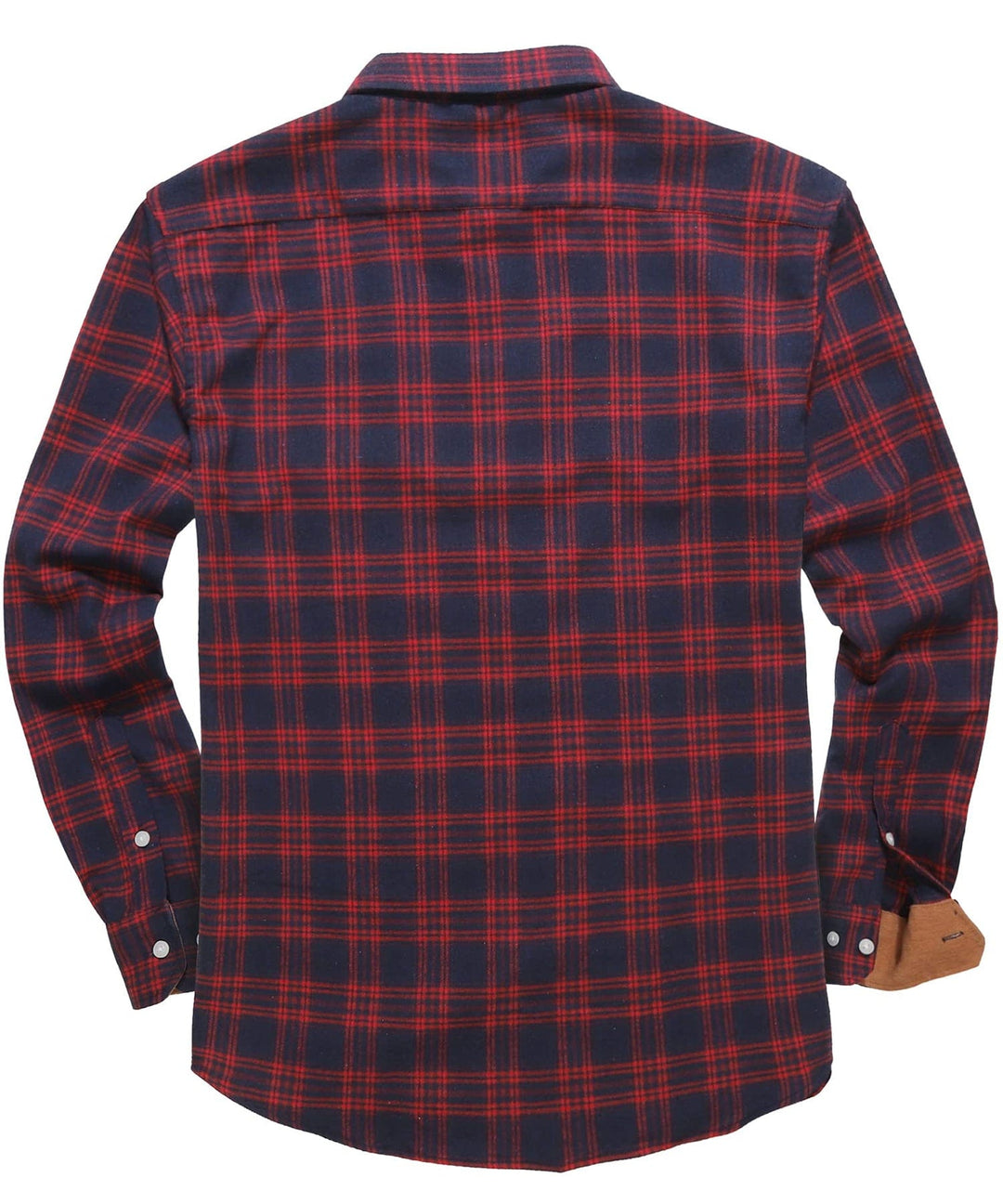 Full shot of a man wearing a classic red and black plaid flannel shirt, casual look