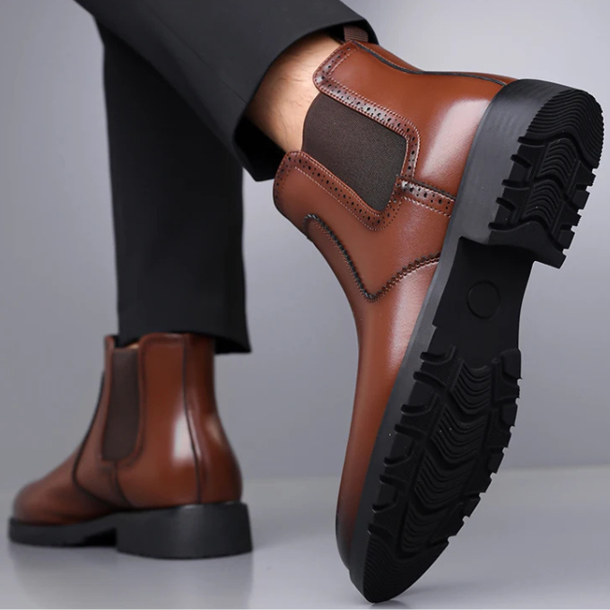 Casual Men's footwear: polished leather Chelsea boots, comfortable slip-on design for everyday style