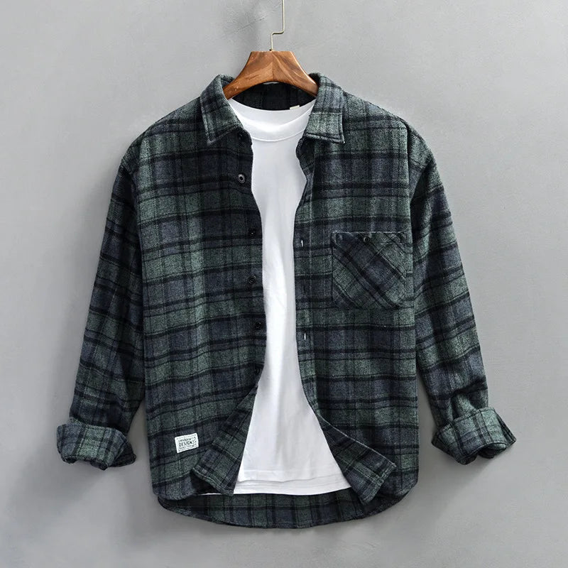Men's classic red and black checked flannel shirt made from warm, soft cotton, ideal for casual wear