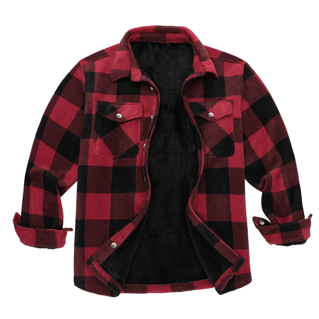 Stylish men's green & navy plaid outerwear jacket, offering comfort & a relaxed fit. #casual