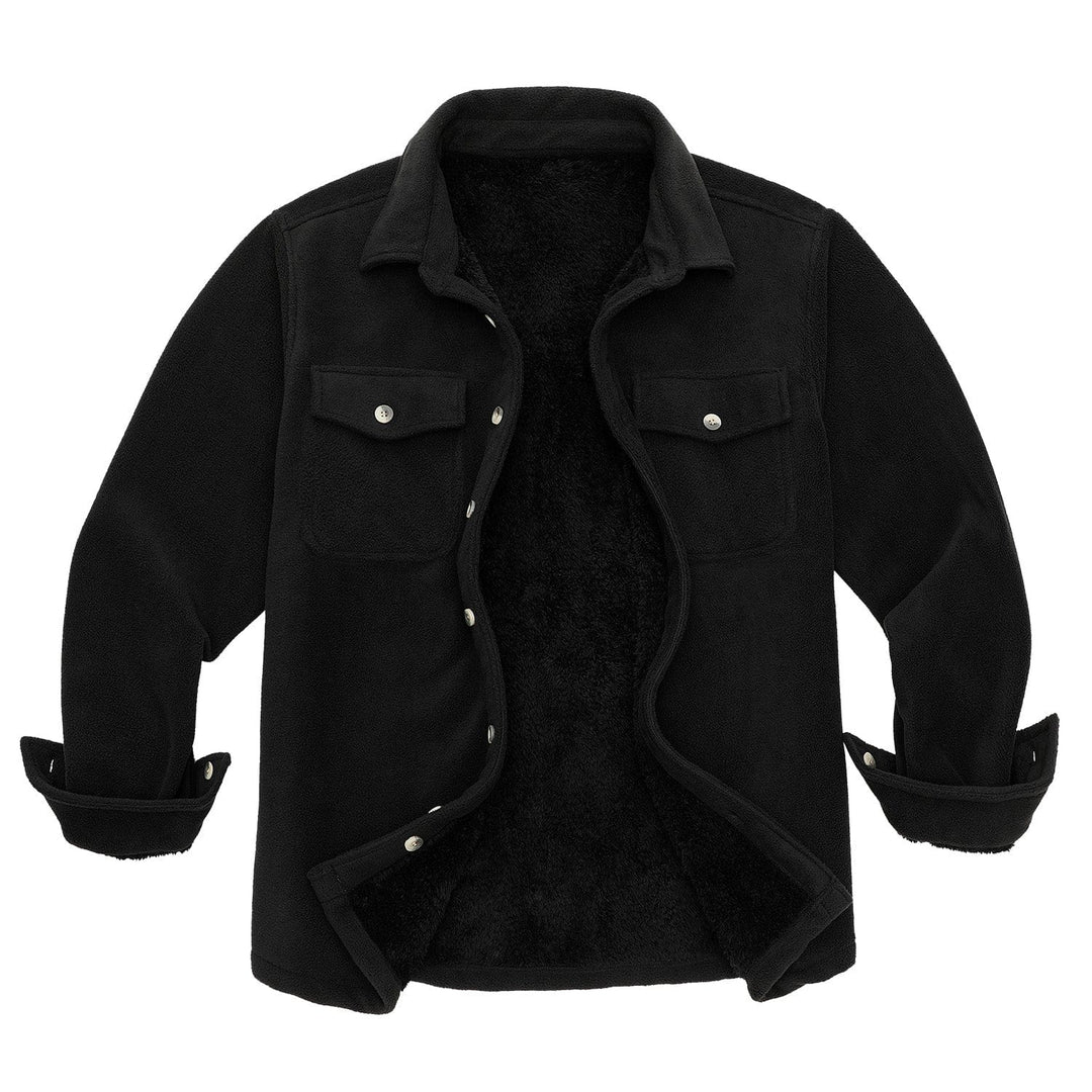 Man wearing a classic plaid flannel lined shirt jacket, suitable for fall & winter. #jacket