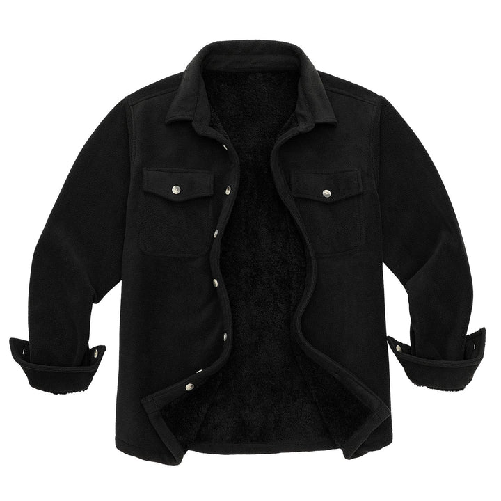Man wearing a classic plaid flannel lined shirt jacket, suitable for fall & winter. #jacket