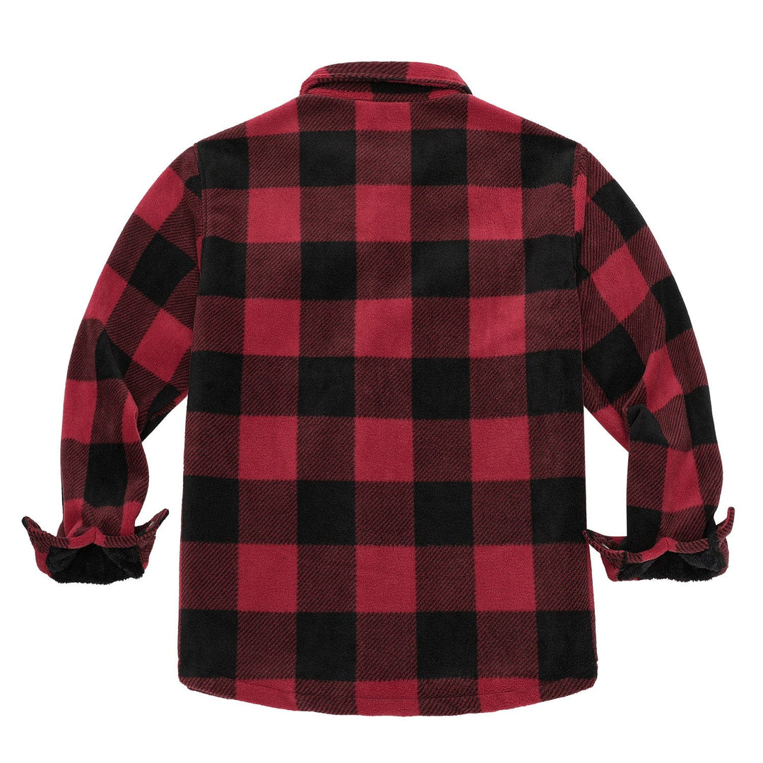 Rugged men's gray plaid flannel-lined jacket, providing warmth without bulk. #outerwear