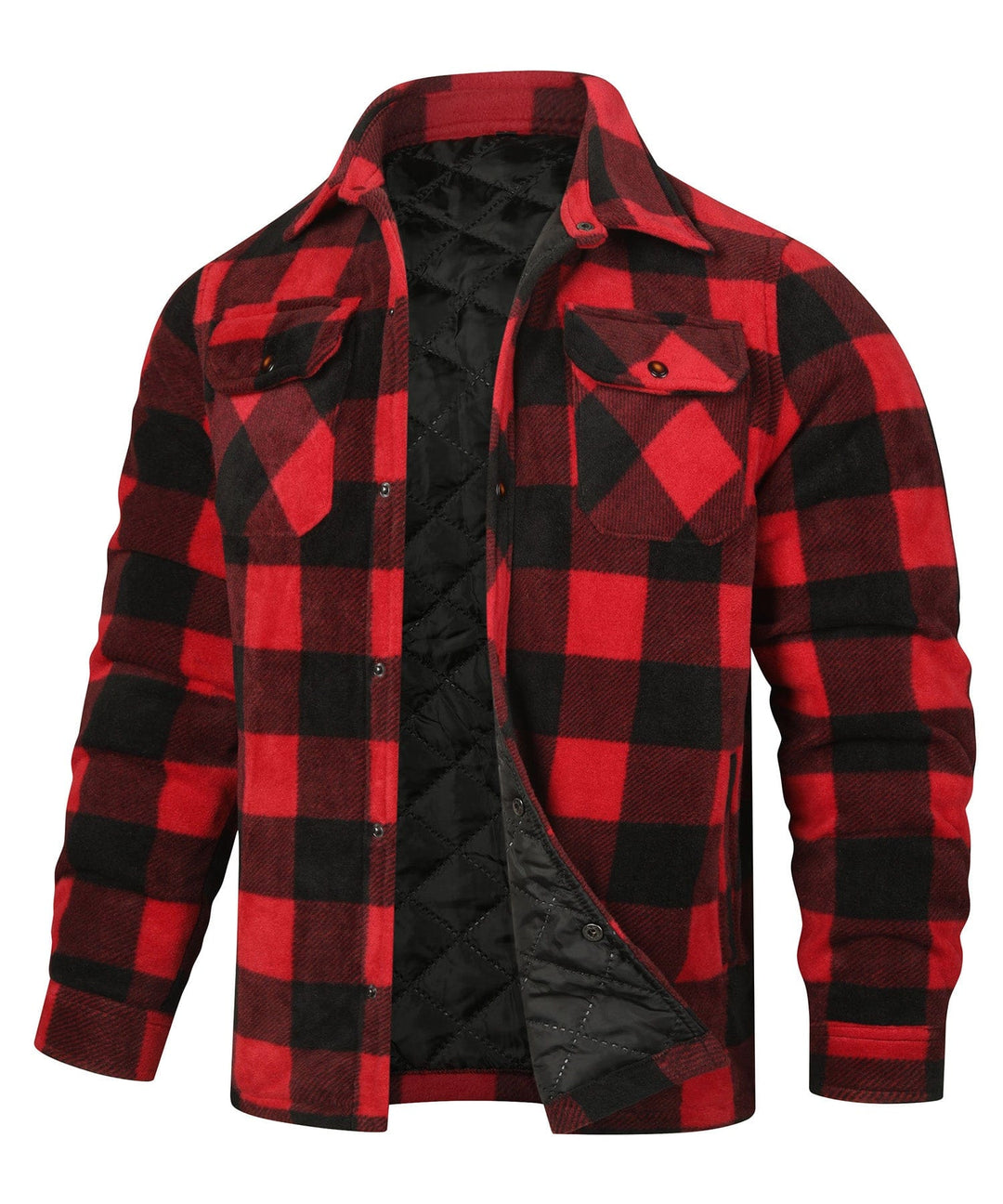 Men's classic red plaid flannel shirt, long sleeve, casual style with button-down collar, perfect for fall fashion.