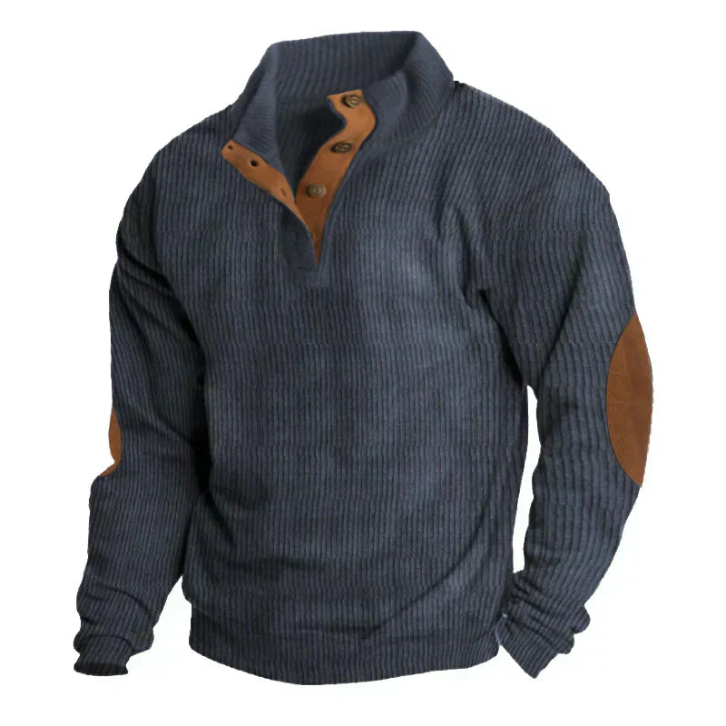 Men's classic ribbed knit sweater, ideal for winter fashion and casual wear.