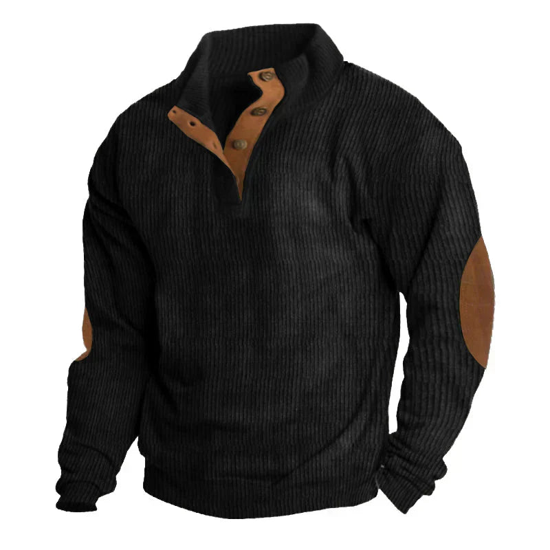 Men's long-sleeve knitwear, a classic ribbed sweater designed for daily wear.