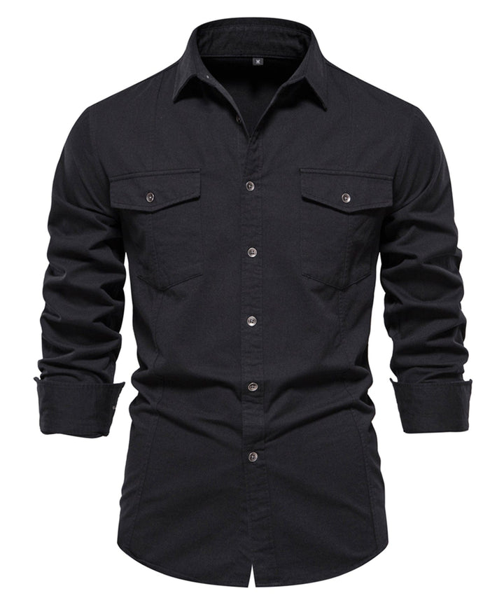 Men's classic short sleeve cotton blend casual shirt in a vibrant blue color, front view.