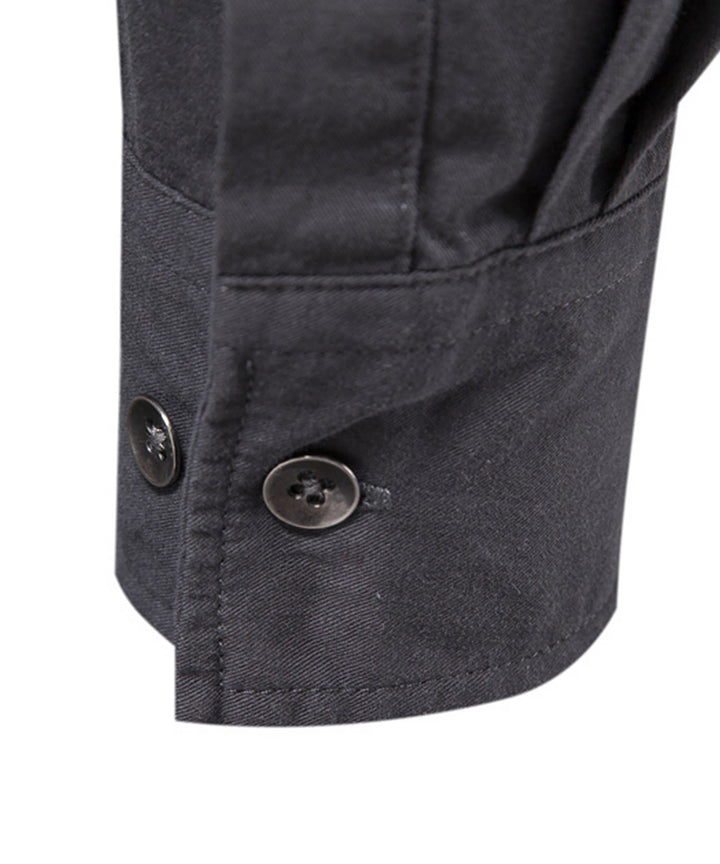 Men's casual shirt in a solid black, made from a soft, premium cotton blend for versatile styling.