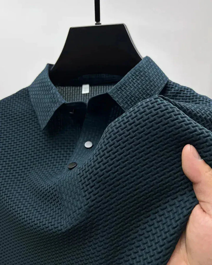 Comfortable men's classic fit polo shirt. Short sleeve design for versatile casual, office, or elegant everyday fashion.