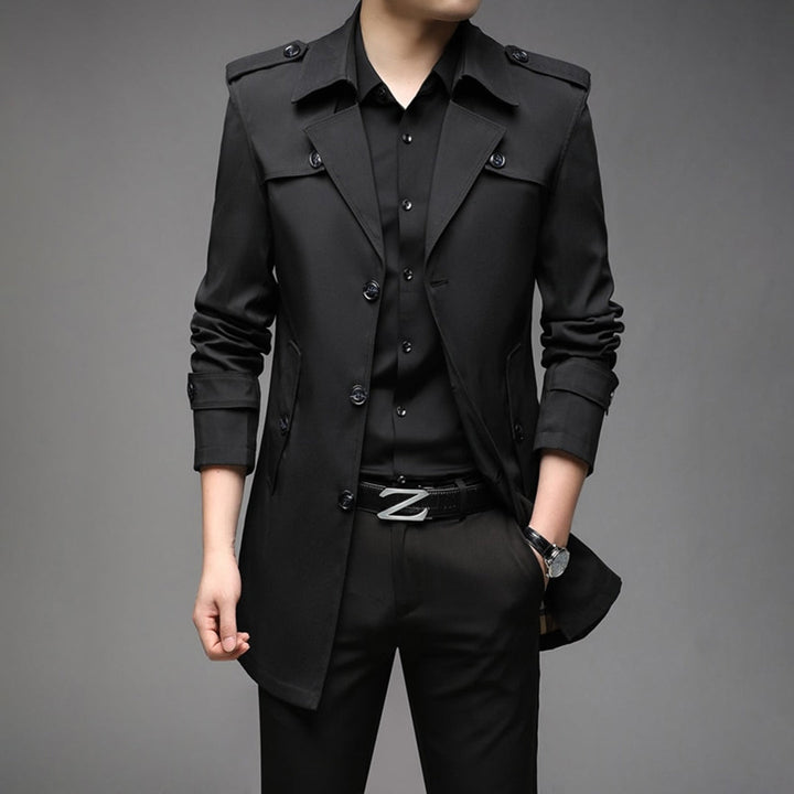 Lightweight men's trench coat, single-breasted, in a versatile color, perfect transitional outerwear