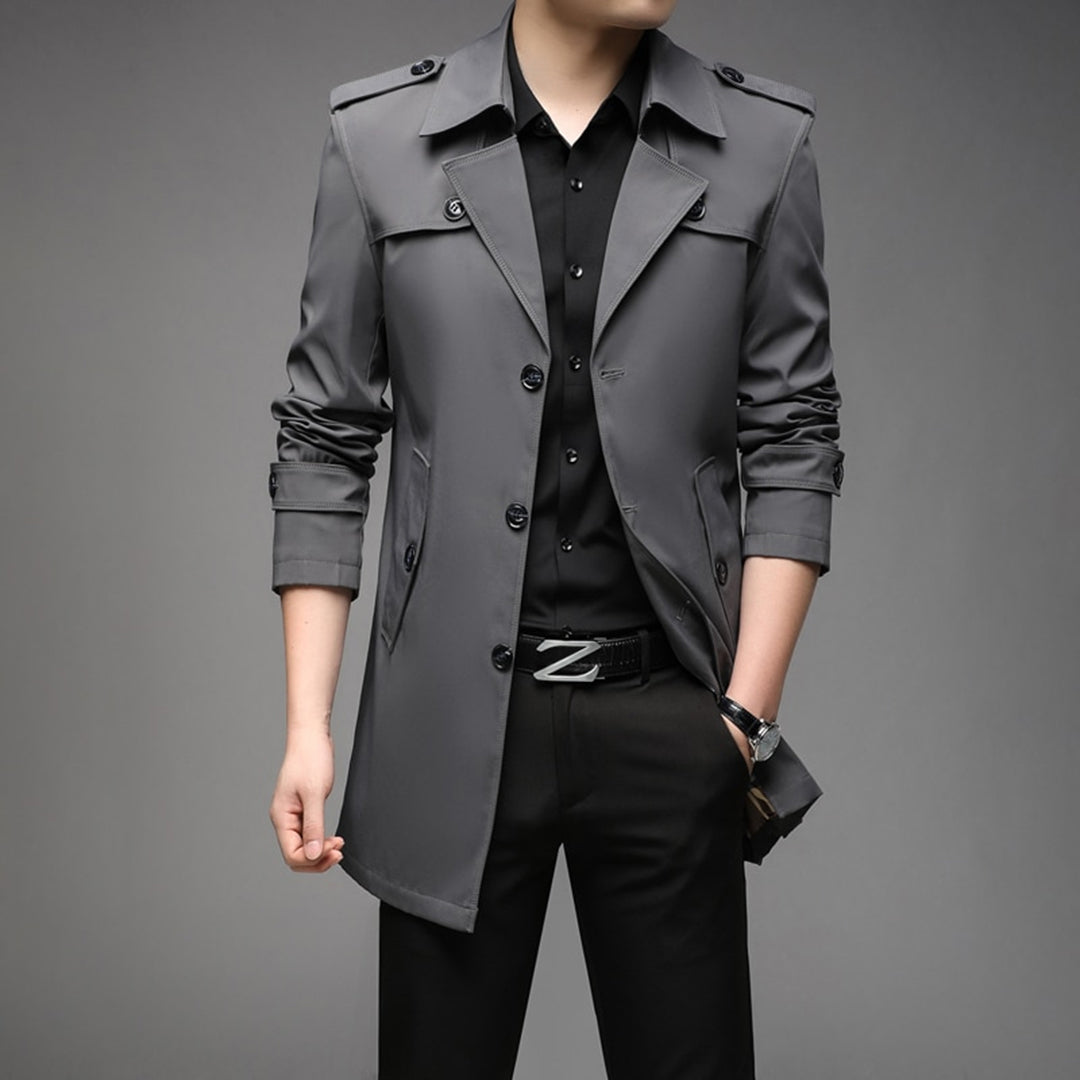 Men's fashion single-breasted trench coat, lightweight design for comfortable layering