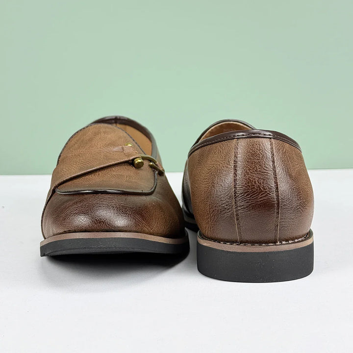 High-quality brown leather men's bit loafers, a staple for men's fashion.